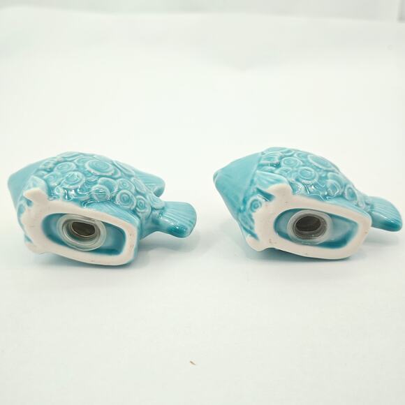 Pier 1 Imports Ceramic Fish Salt & Pepper Shakers Blue w Stoppers - Picture 5 of 5